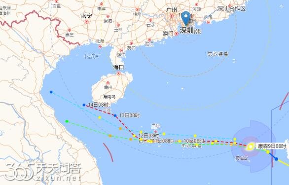 台风路径图上各色虚线是什么意思